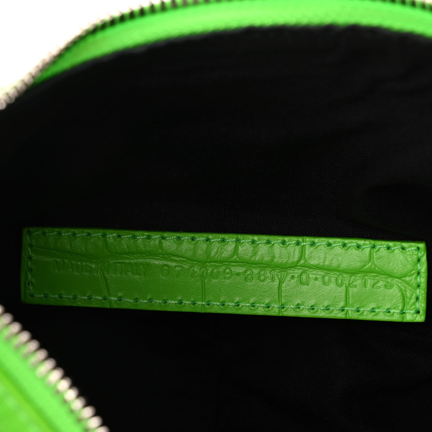 Extra Supple Calfskin Crocodile Embossed Le Cagole Shoulder Bag XS Acid Green