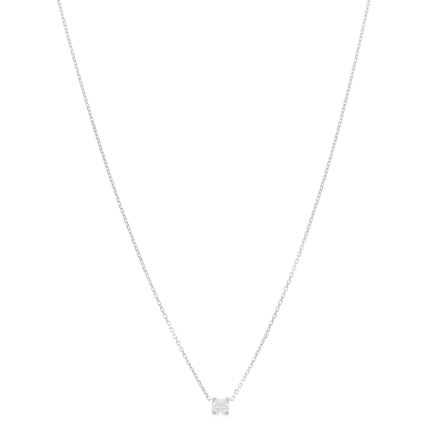 18K White Gold Diamond .27ct C De Cartier Pendant Necklace