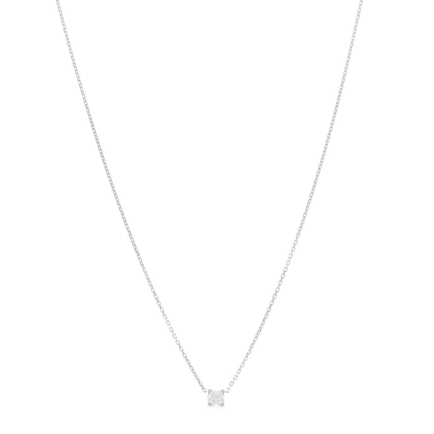 Cartier 18K White Gold Diamond .27ct C De Cartier Pendant Necklace 1 of 5