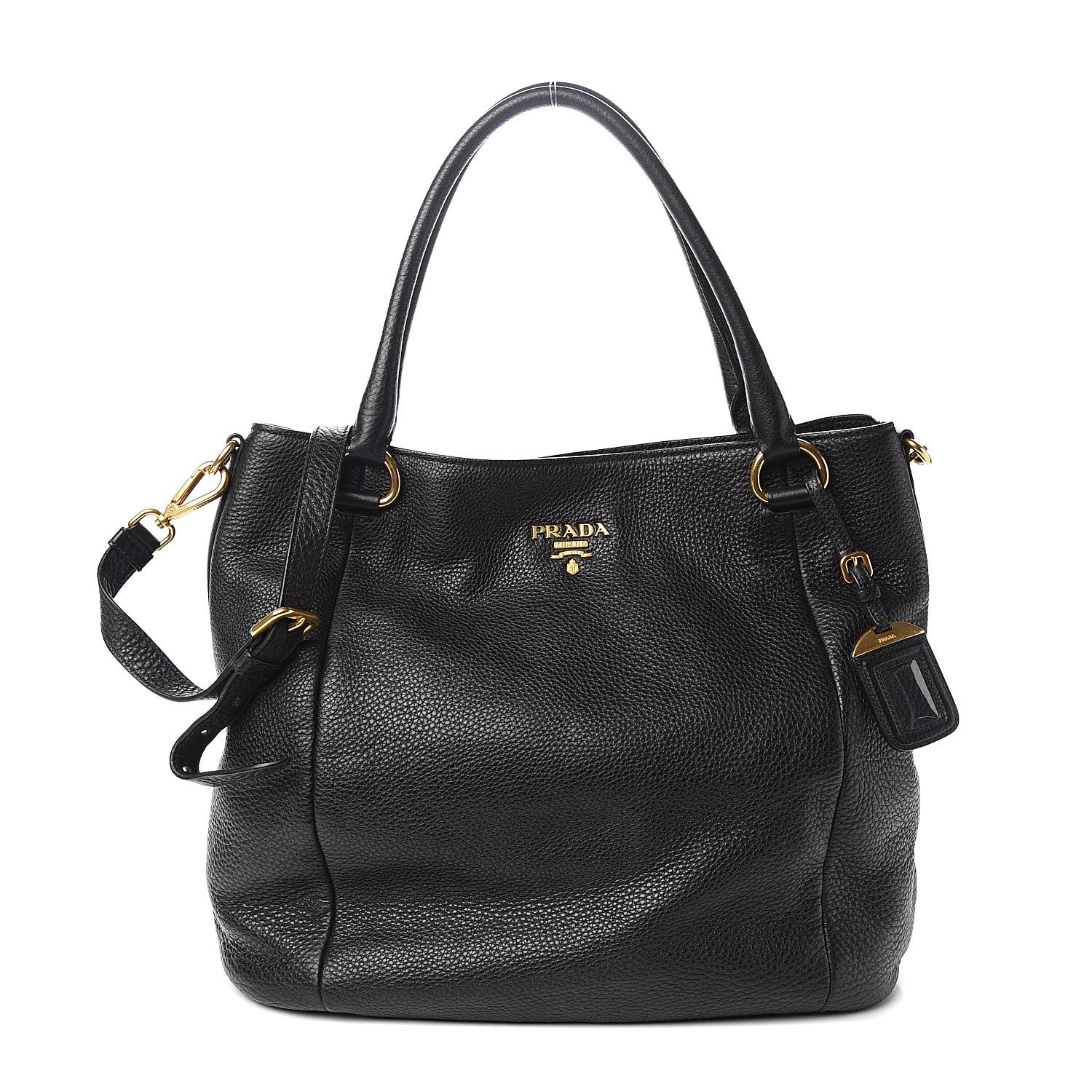 Prada Vitello Daino Shoulder Bag Black 1 of 9