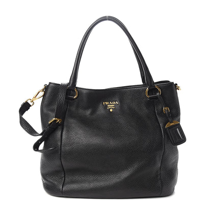 Prada Vitello Daino Shoulder Bag Black 1 of 9
