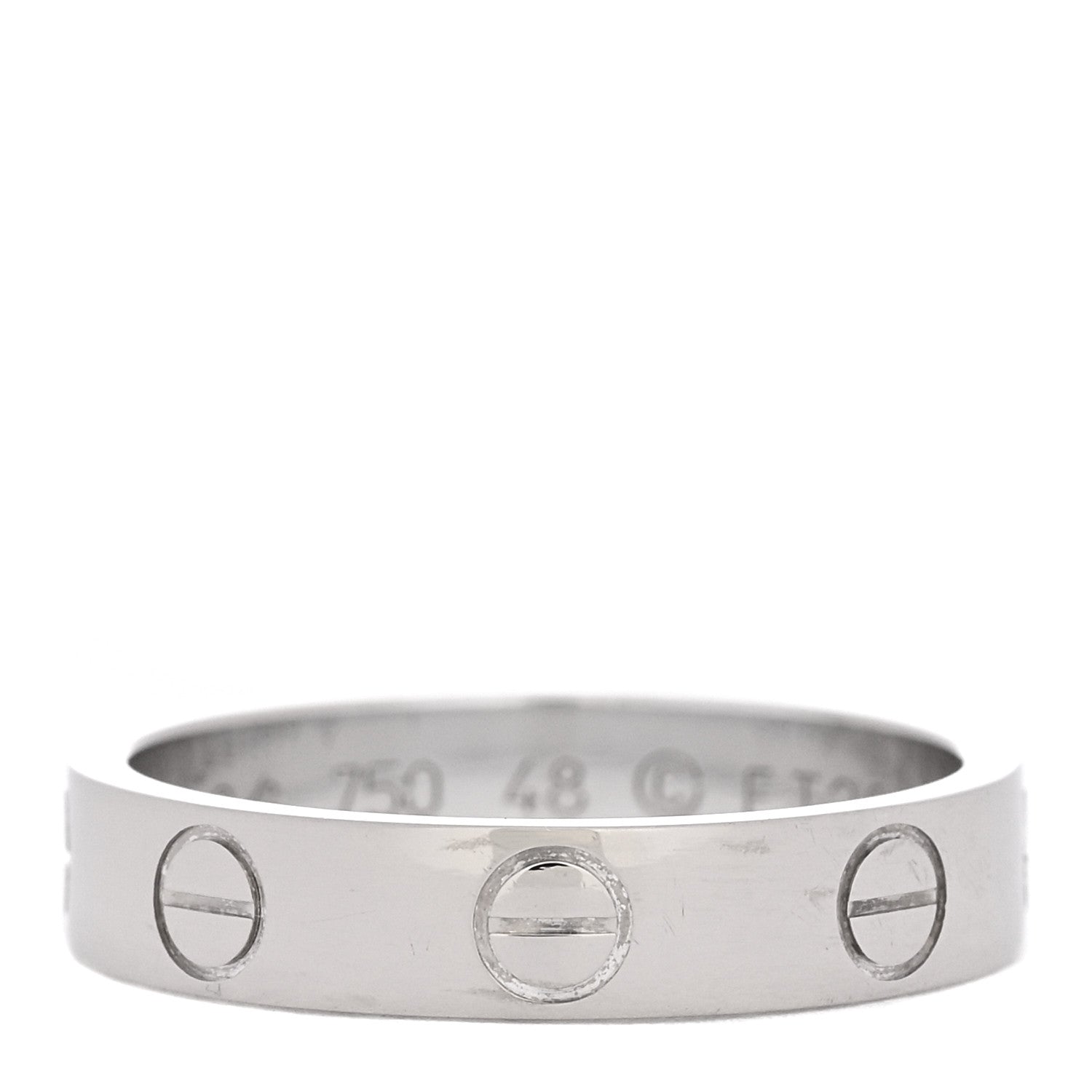 Cartier 18K White Gold 3.5mm LOVE Wedding Band Ring 48 4.5 1 of 5