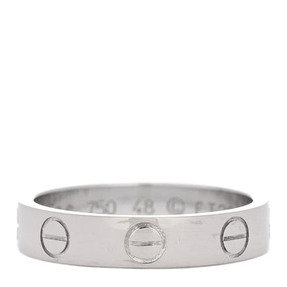 Cartier 18K White Gold 3.5mm LOVE Wedding Band Ring 48 4.5 1 of 5