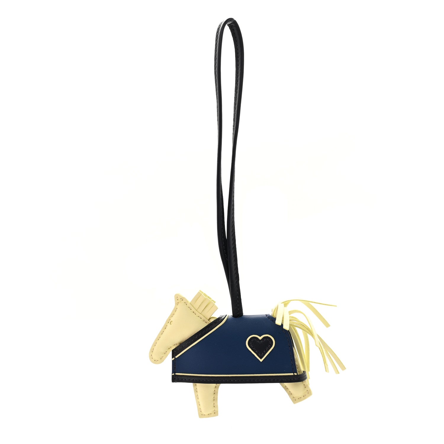 Hermes Milo Lambskin Grigri Rodeo Robeo Coeur Bag Charm PM Jaune Milton Bleu Nuit Bleu Tie 1 of 4