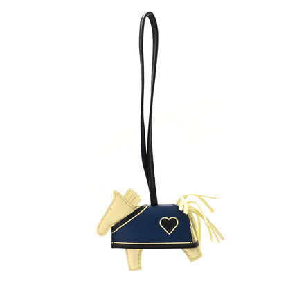 Hermes Milo Lambskin Grigri Rodeo Robeo Coeur Bag Charm PM Jaune Milton Bleu Nuit Bleu Tie 1 of 4