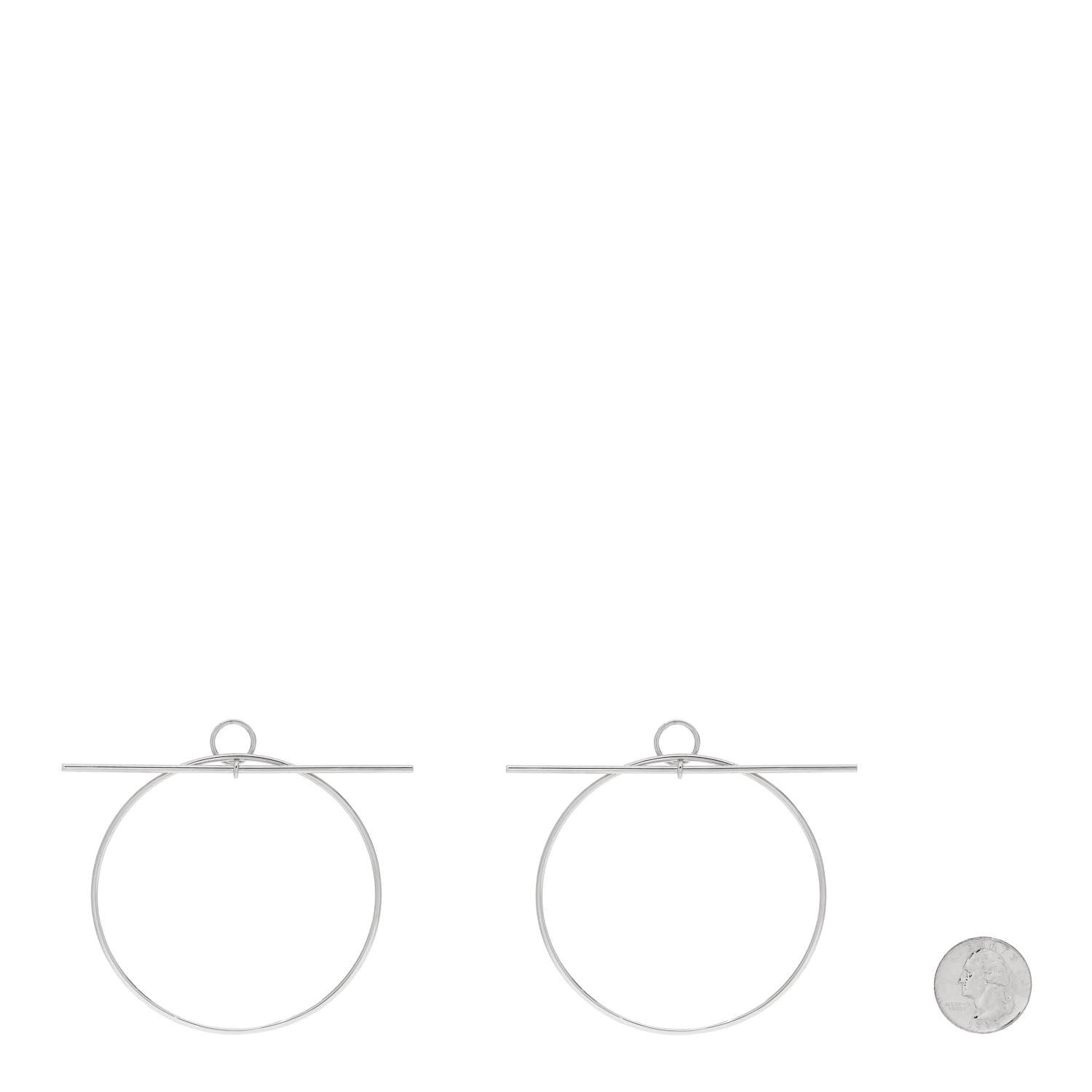 Hermes Sterling Silver TGM Loop Earrings 2 of 5