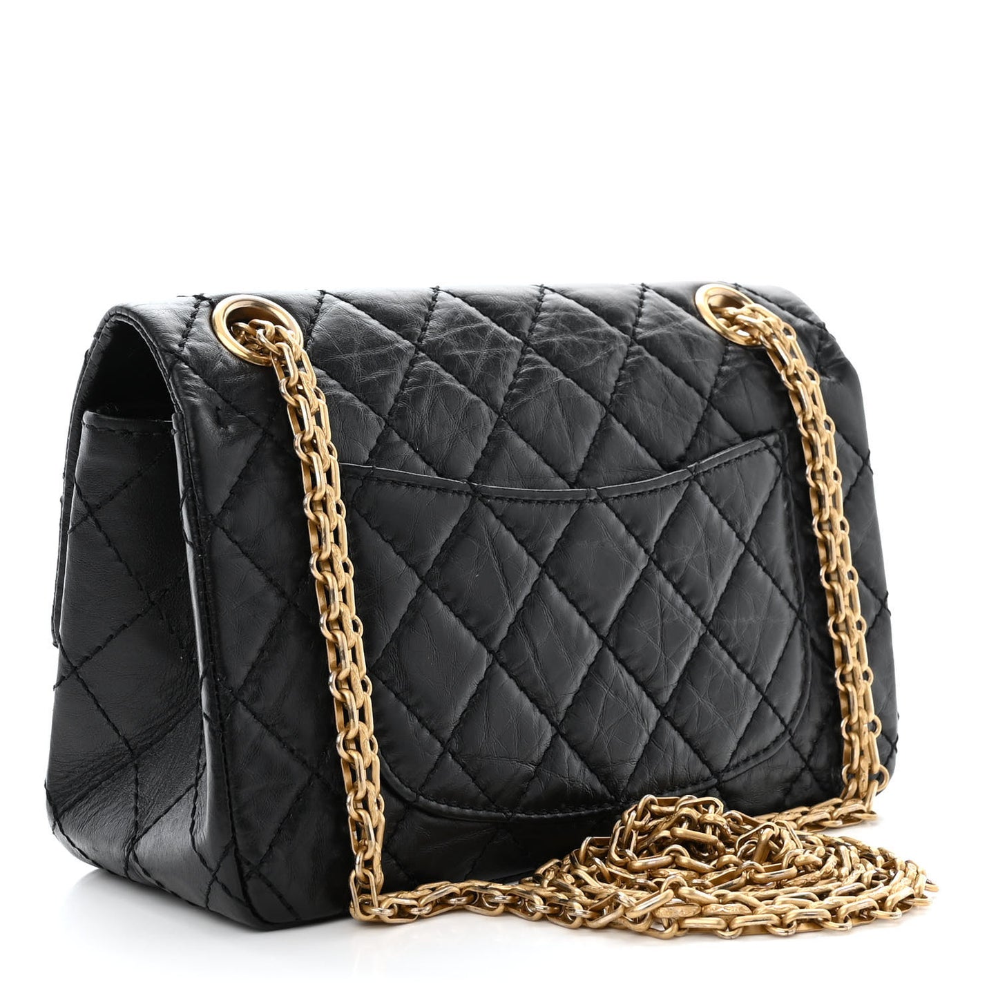 Aged Calfskin Quilted 2.55 Reissue Mini Flap Black