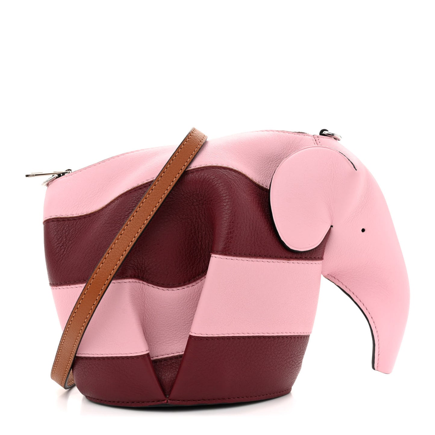 Calfskin Rugby Mini Elephant Crossbody Bag Wine Pastel Pink