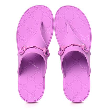 Gucci Rubber Womens Horsebit Thong Sandals 38 Candy Mousse 2 of 9