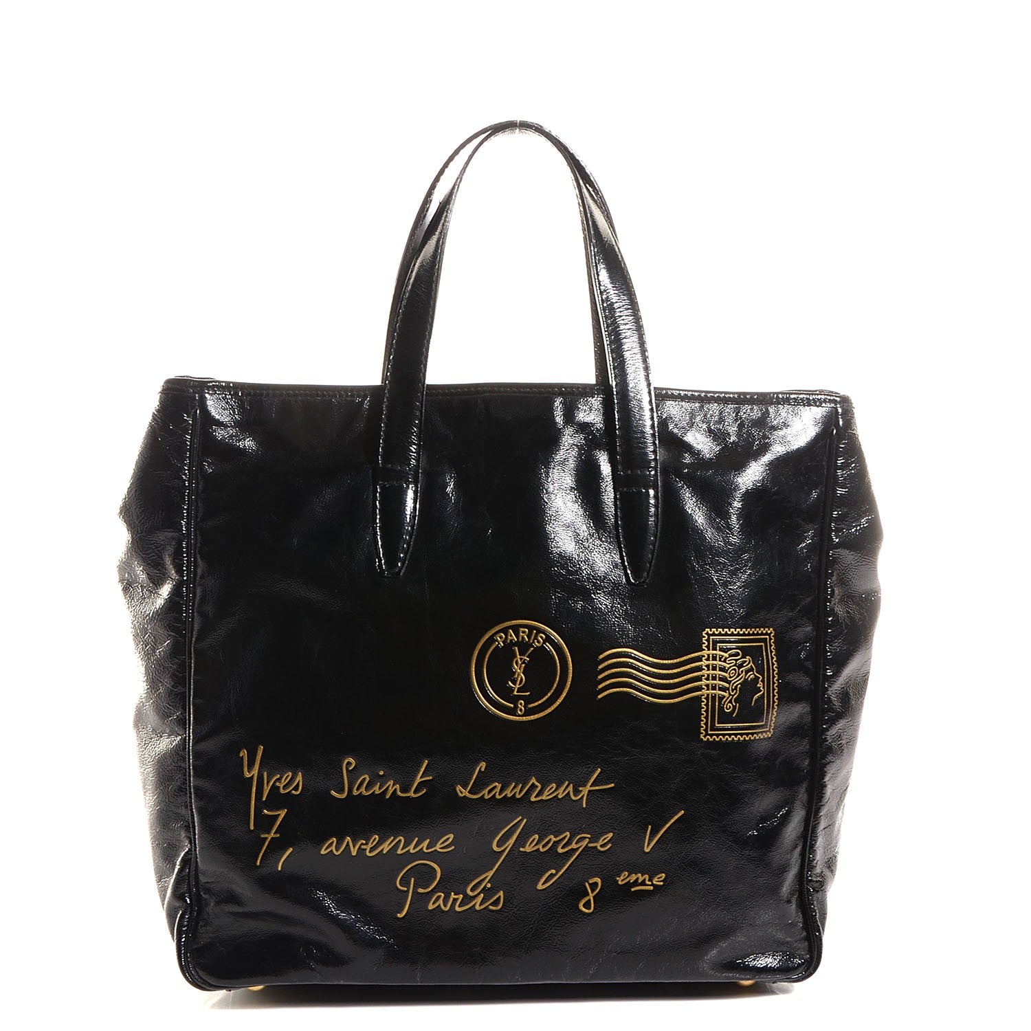 Saint Laurent Patent Medium Y-Mail Tote Black 1 of 7
