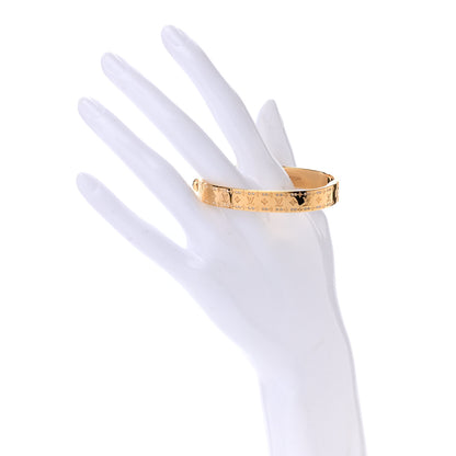 Louis Vuitton Brass Crystal Monogram Nanogram Strass Cuff S Gold 2 of 7