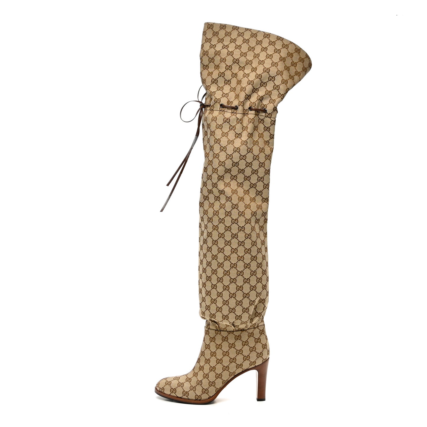 Monogram Over the Knee Boots 41.5 Beige Ebony