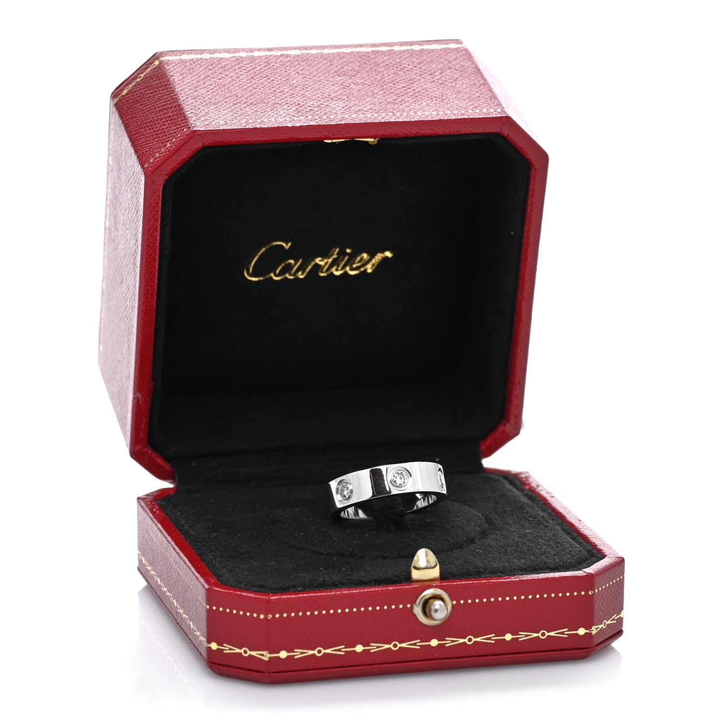18K White Gold 6 Diamond 5.5mm LOVE Ring 54 6.75