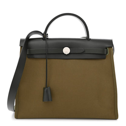 Hermes Vache Hunter Toile Herbag Zip 31 PM Khaki 3 of 13