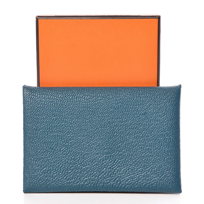 Hermes Chevre Mysore Calvi Card Case Vert Bosphore 8 of 8