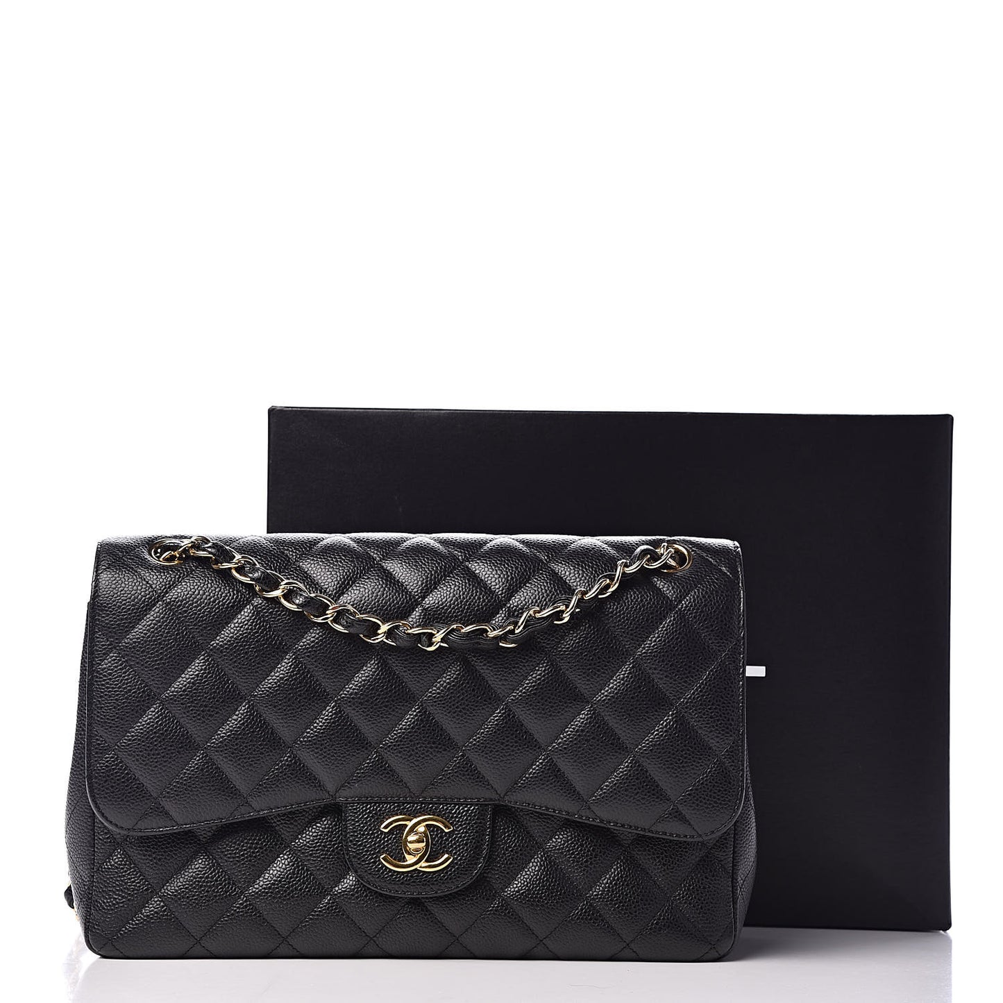Caviar Quilted Jumbo Double Flap Black