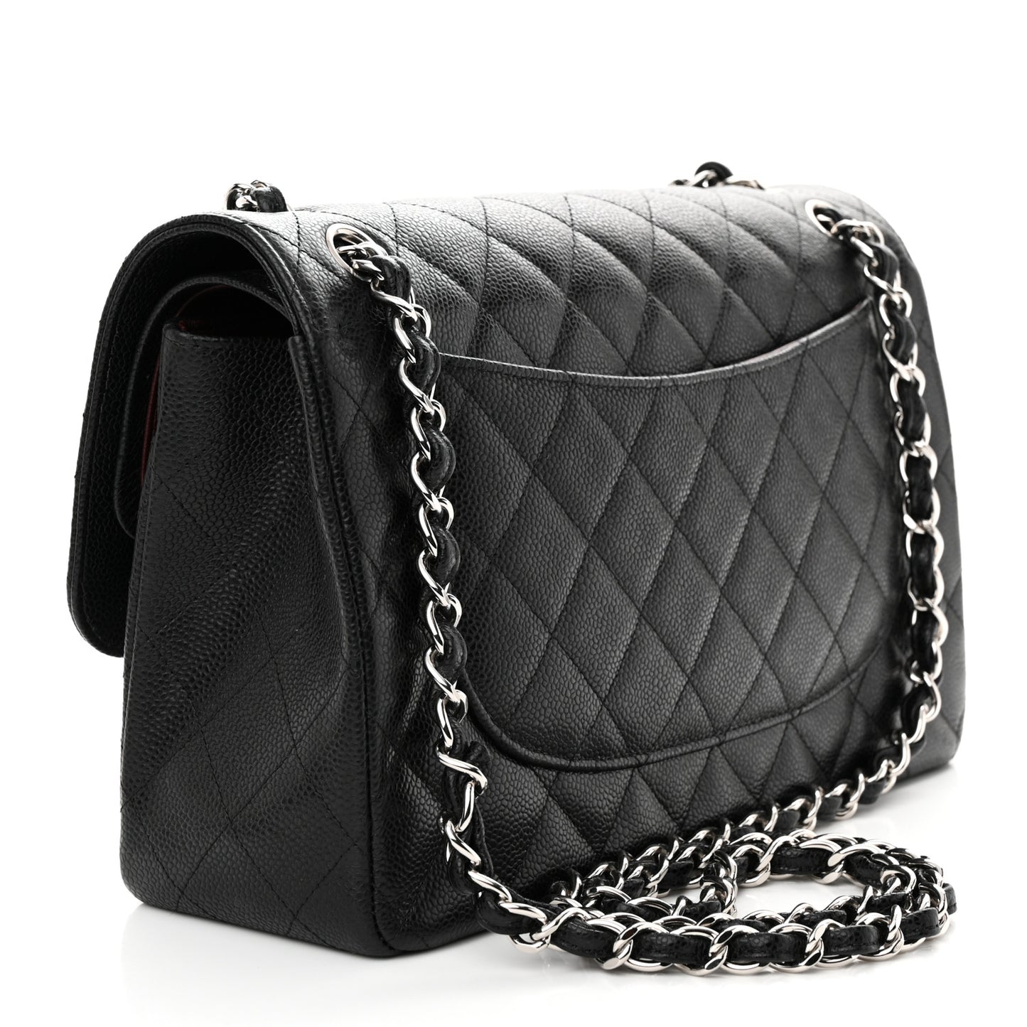 Caviar Quilted Jumbo Double Flap Black