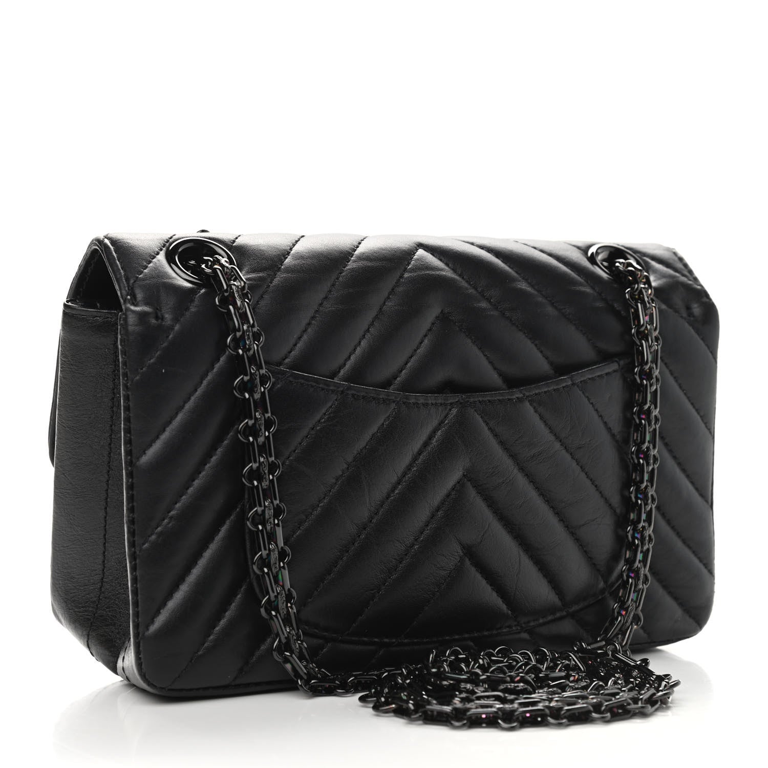 Chanel Aged Calfskin Chevron Quilted 2.55 Reissue Mini Flap So Black 3 of 10