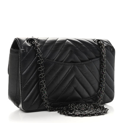 Chanel Aged Calfskin Chevron Quilted 2.55 Reissue Mini Flap So Black 3 of 10