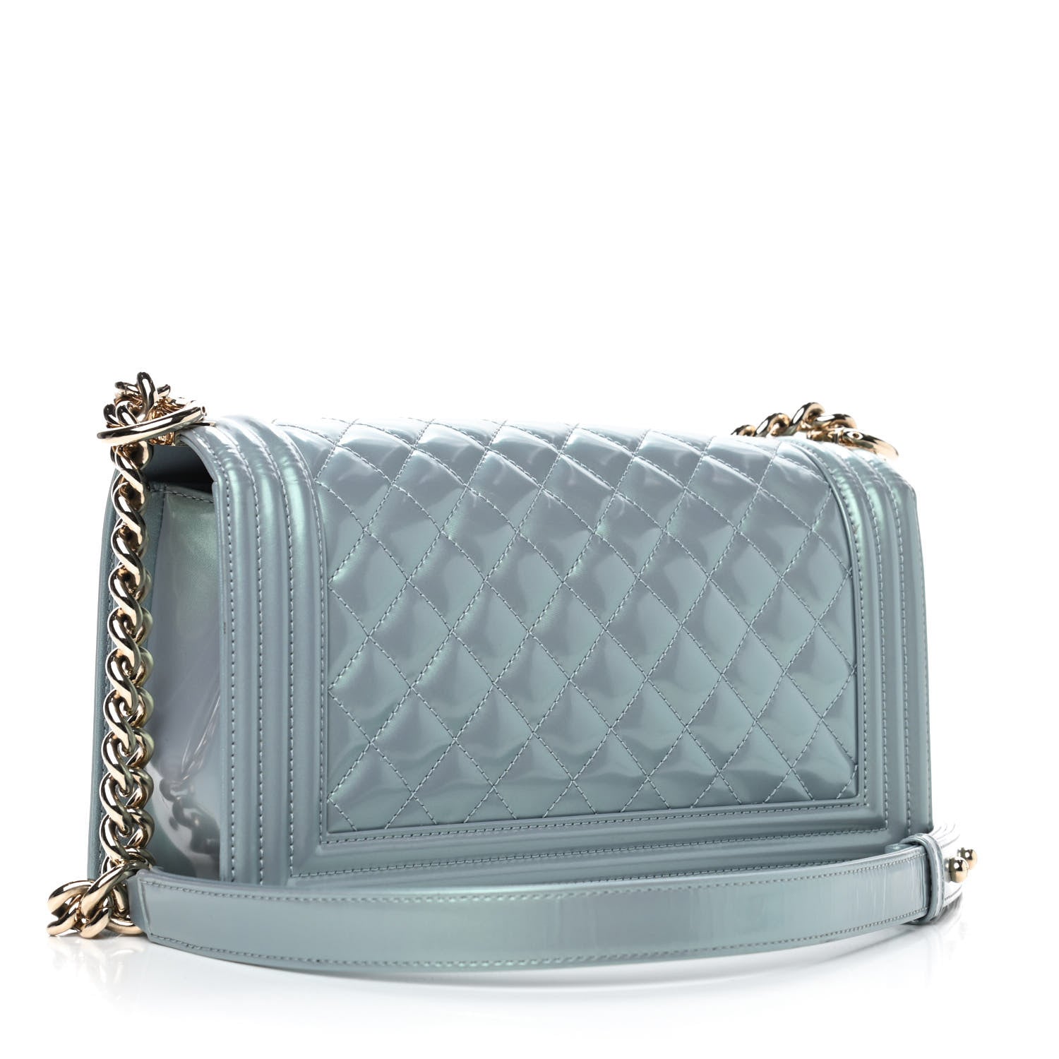 Chanel Iridescent Glazed Calfskin Medium Boy Flap Light Blue 2 of 4