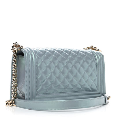 Chanel Iridescent Glazed Calfskin Medium Boy Flap Light Blue 2 of 4