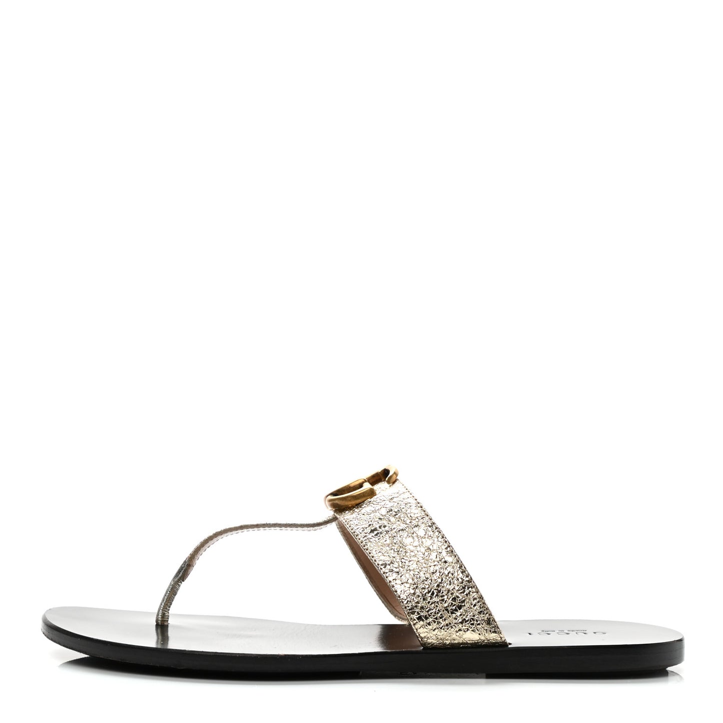 Nappa Silk Galassia GG Marmont Thong Flat Sandals 37 Platino
