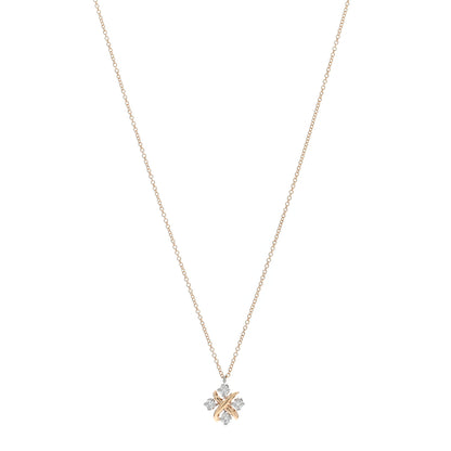 Tiffany Platinum 18K Rose Gold Diamond Schlumberger Lynn Pendant Necklace 1 of 5