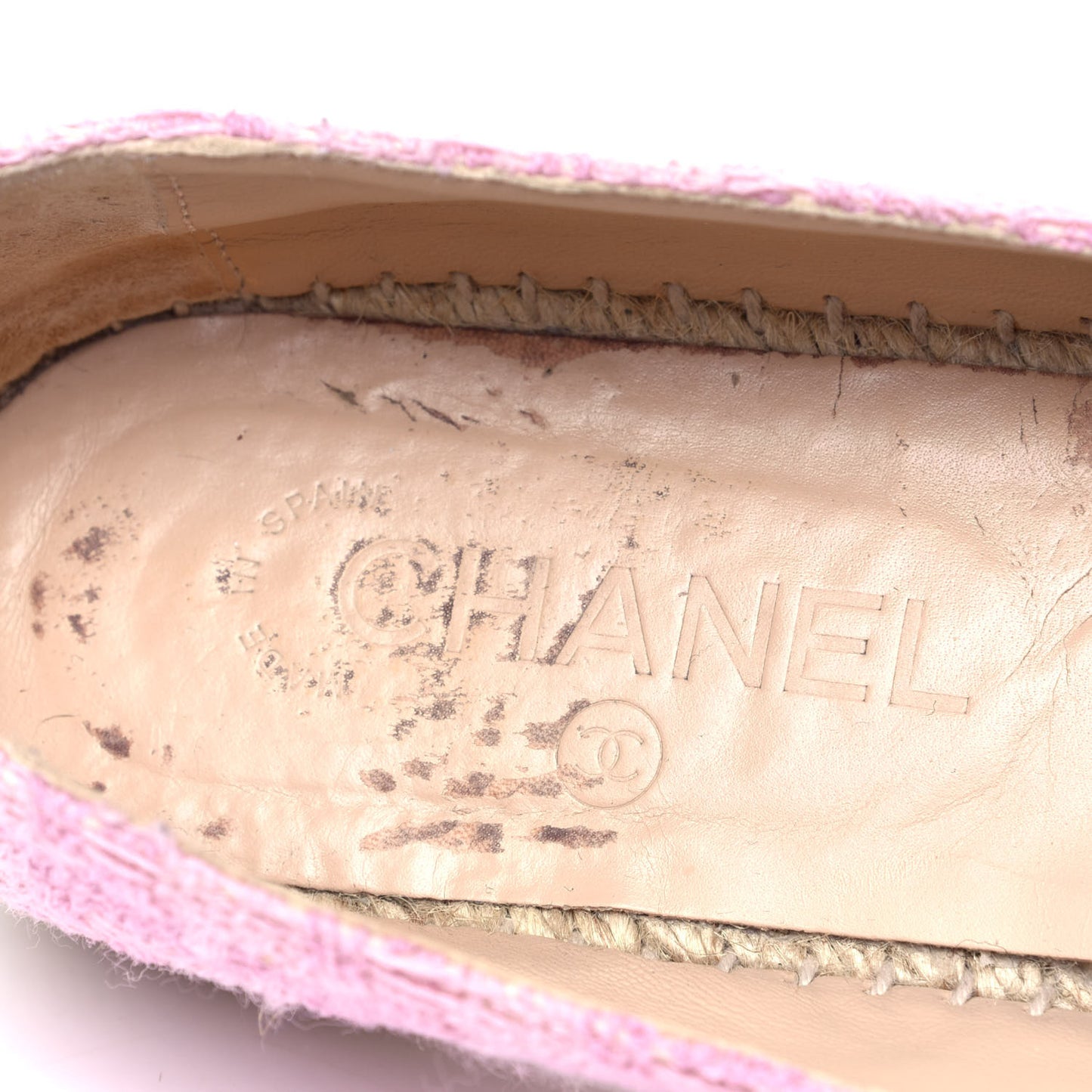 Tweed Patent CC Espadrilles 39 Pink Black
