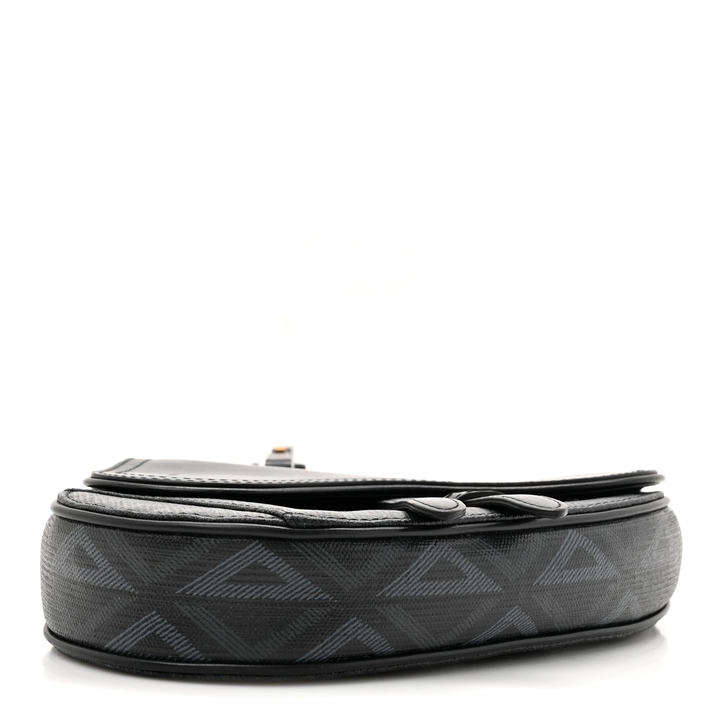 Coated Canvas CD Diamond Printed Mens Mini Saddle Bag Black