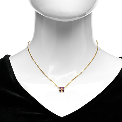 Hermes Lacquered Gold Mini Pop H Pendant Necklace Anemone 2 of 5