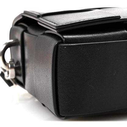 Bottega Veneta Calfskin Maxi Intreccio Cassette With Strap Bag Black 8 of 9