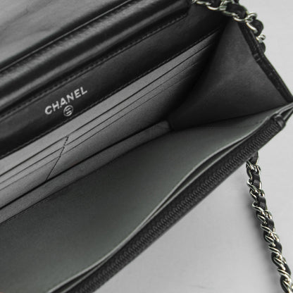Chanel Lambskin Studded CC Wallet On Chain WOC Black 12 of 13