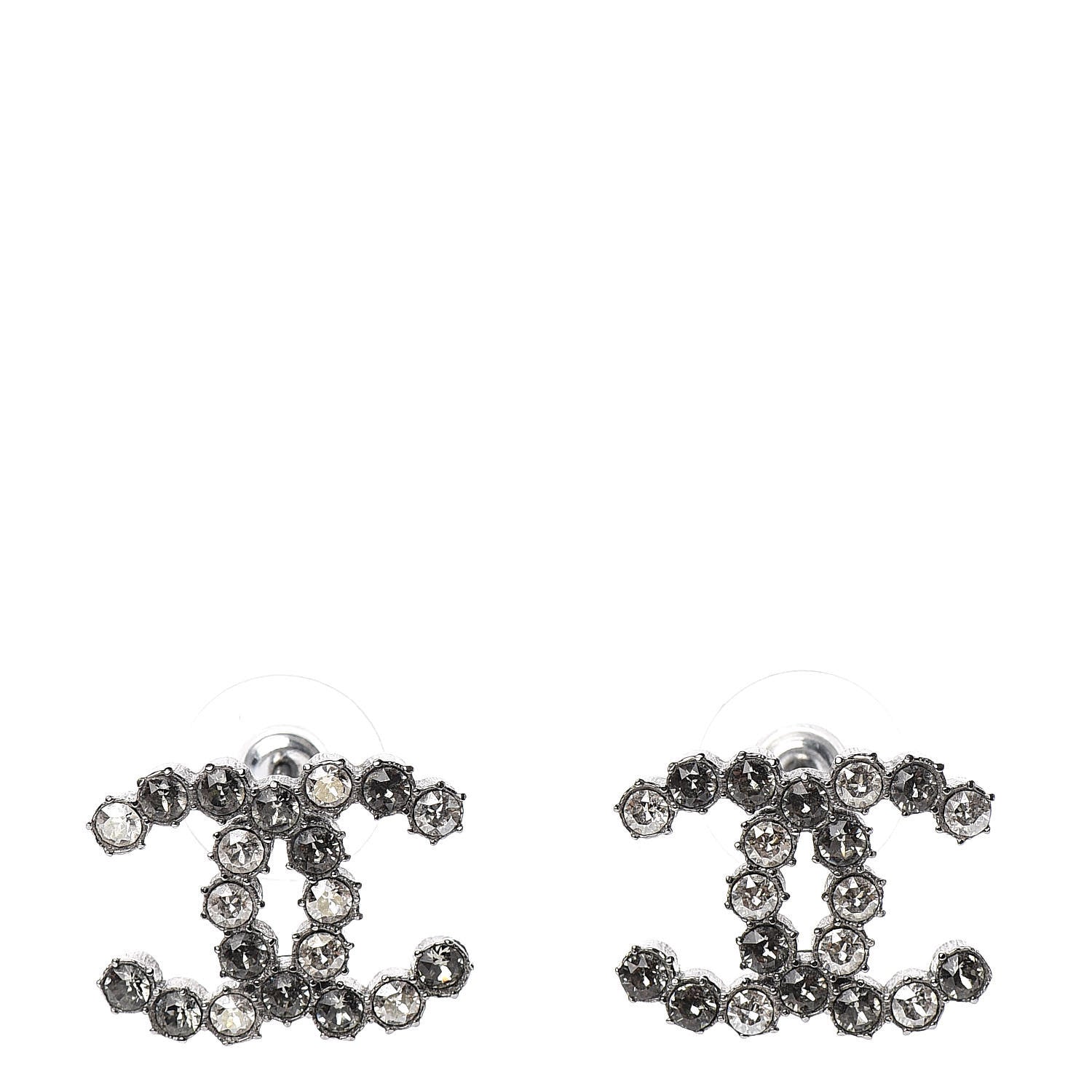 Chanel Crystal CC Earrings Silver 1 of 4