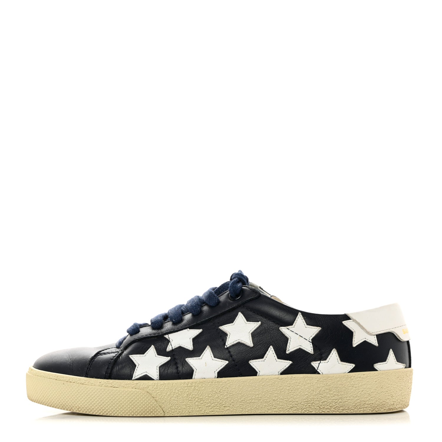 Saint Laurent Calfskin Star Court Sneakers 37 Navy White Optique 1 of 11