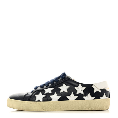 Saint Laurent Calfskin Star Court Sneakers 37 Navy White Optique 1 of 11