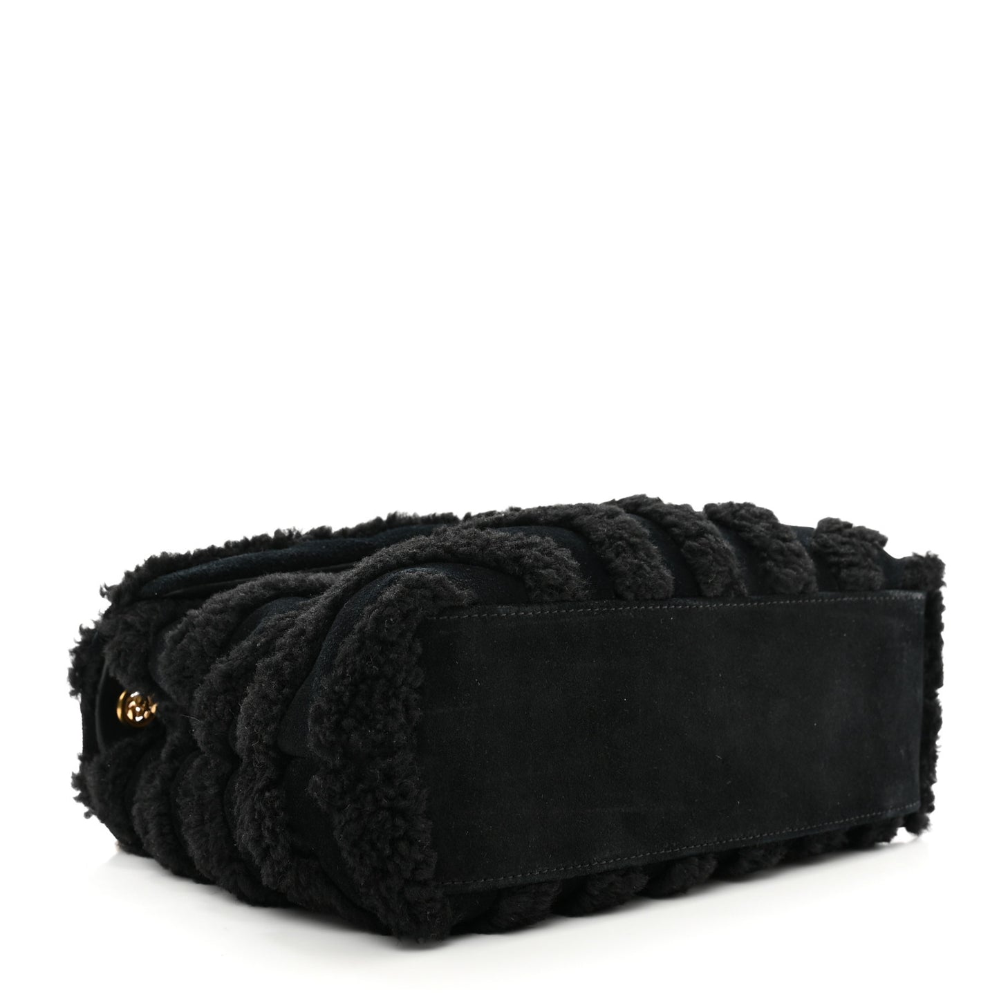 Suede Shearling Y Quilted Monogram Small Loulou Chain Satchel Black
