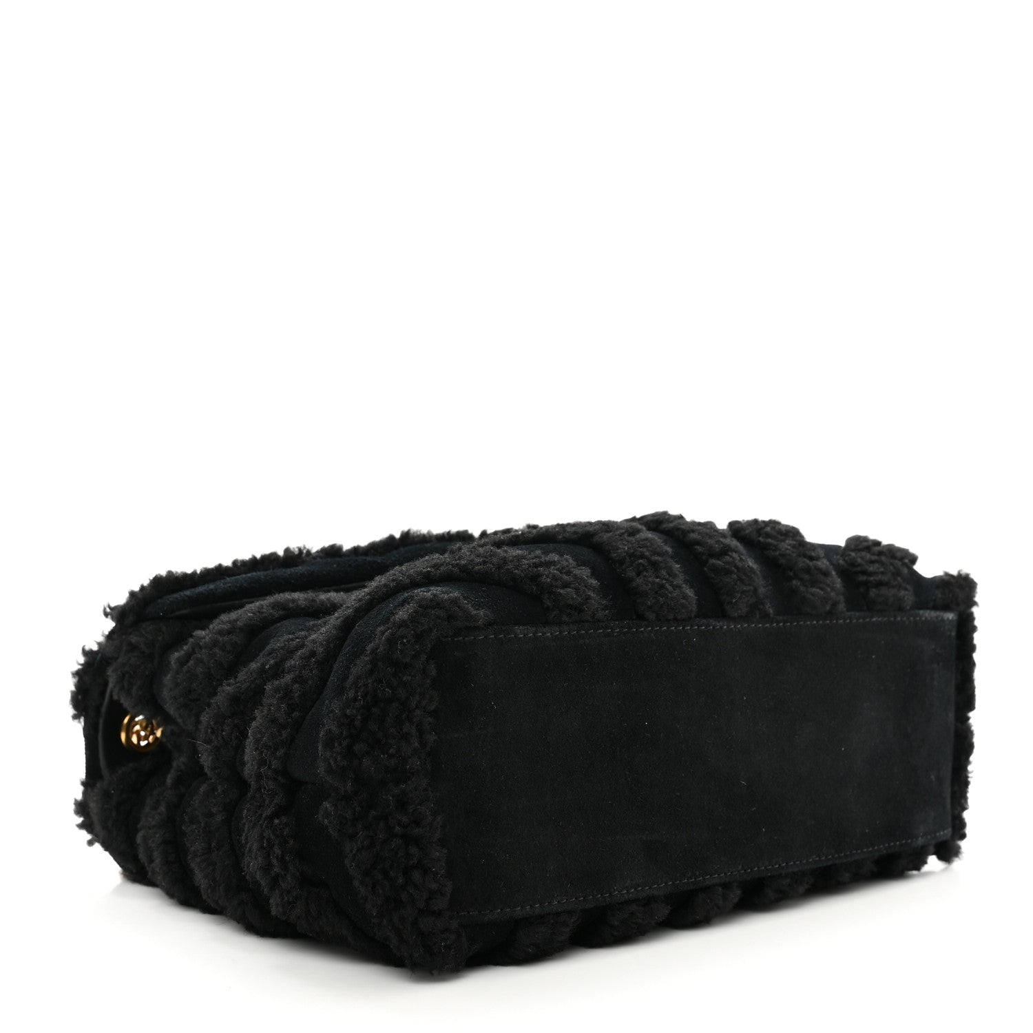 Saint Laurent Suede Shearling Y Quilted Monogram Small Loulou Chain Satchel Black 4 of 9
