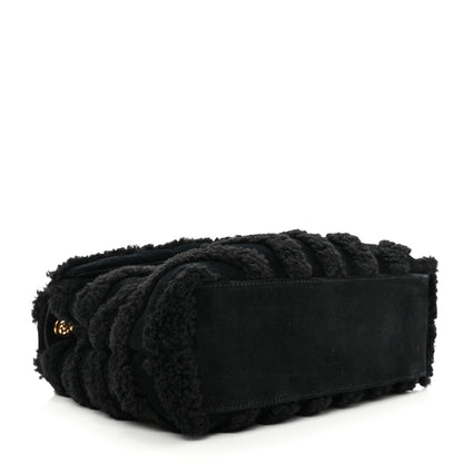 Saint Laurent Suede Shearling Y Quilted Monogram Small Loulou Chain Satchel Black 4 of 9