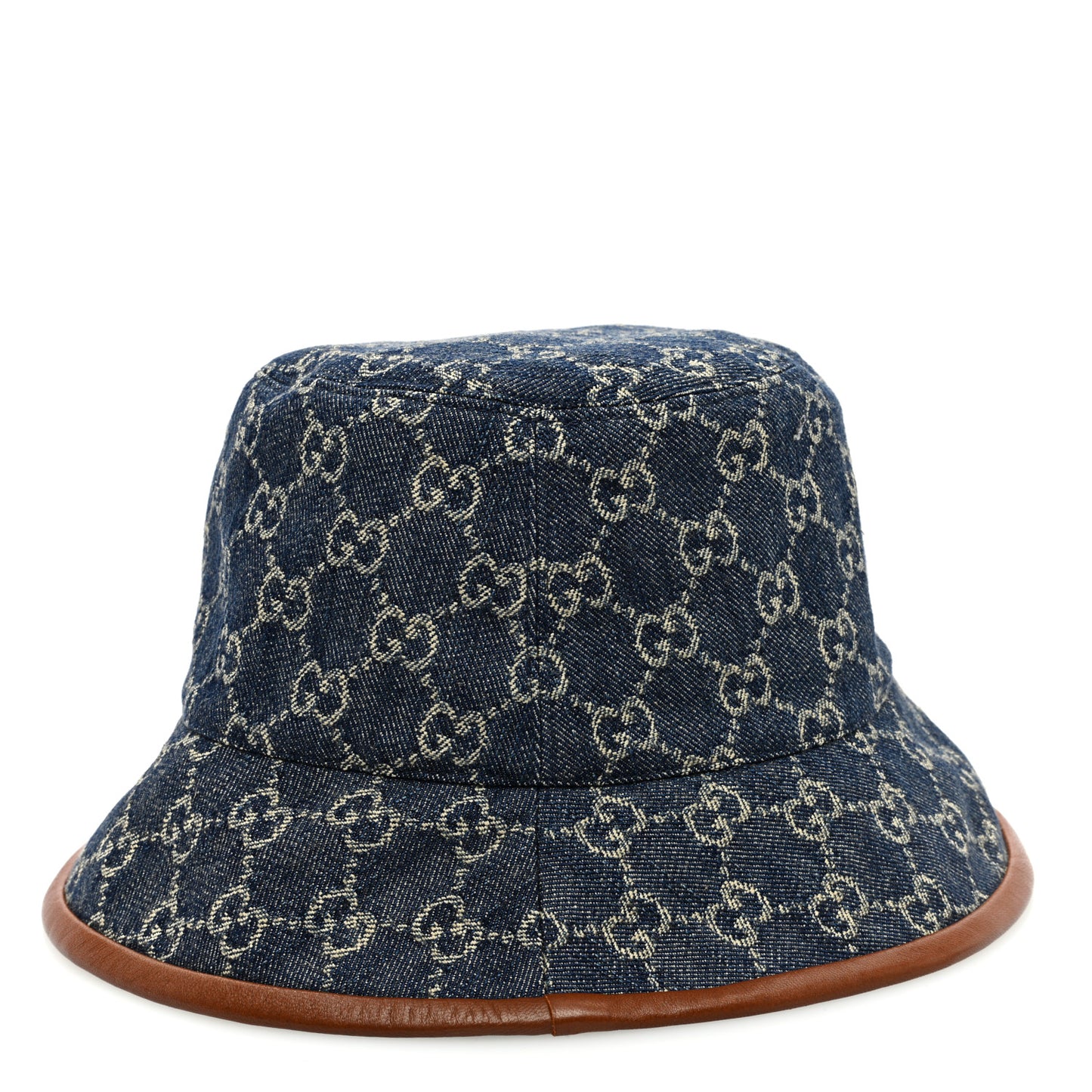 Washed Jacquard Denim Nappa GG Monogram Oscar Bucket Hat L Denim Cuir