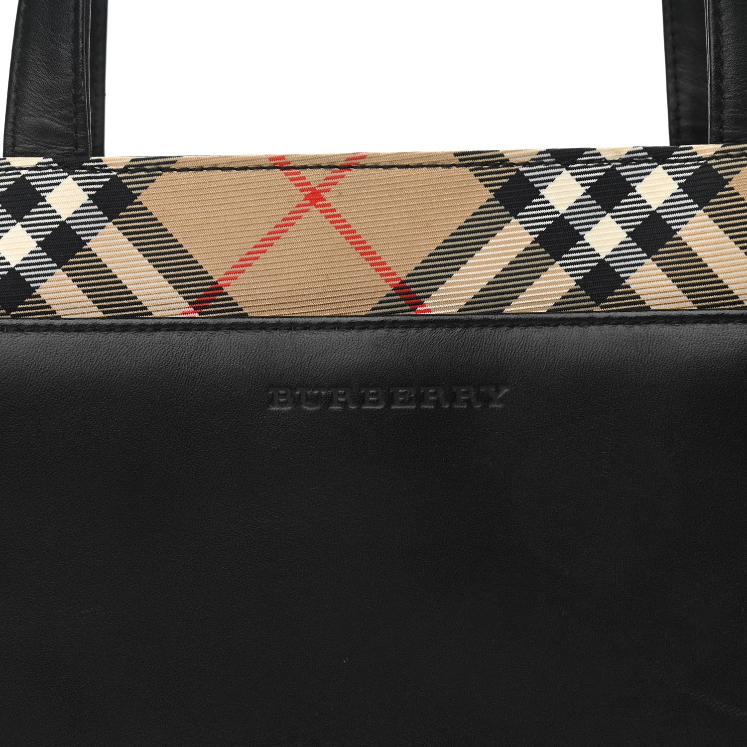 Burberry Calfskin House Check Small Tote Black 7 of 9