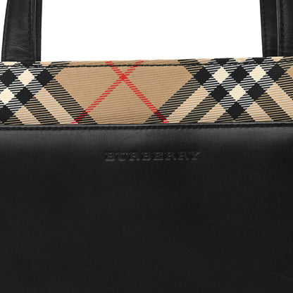 Burberry Calfskin House Check Small Tote Black 7 of 9