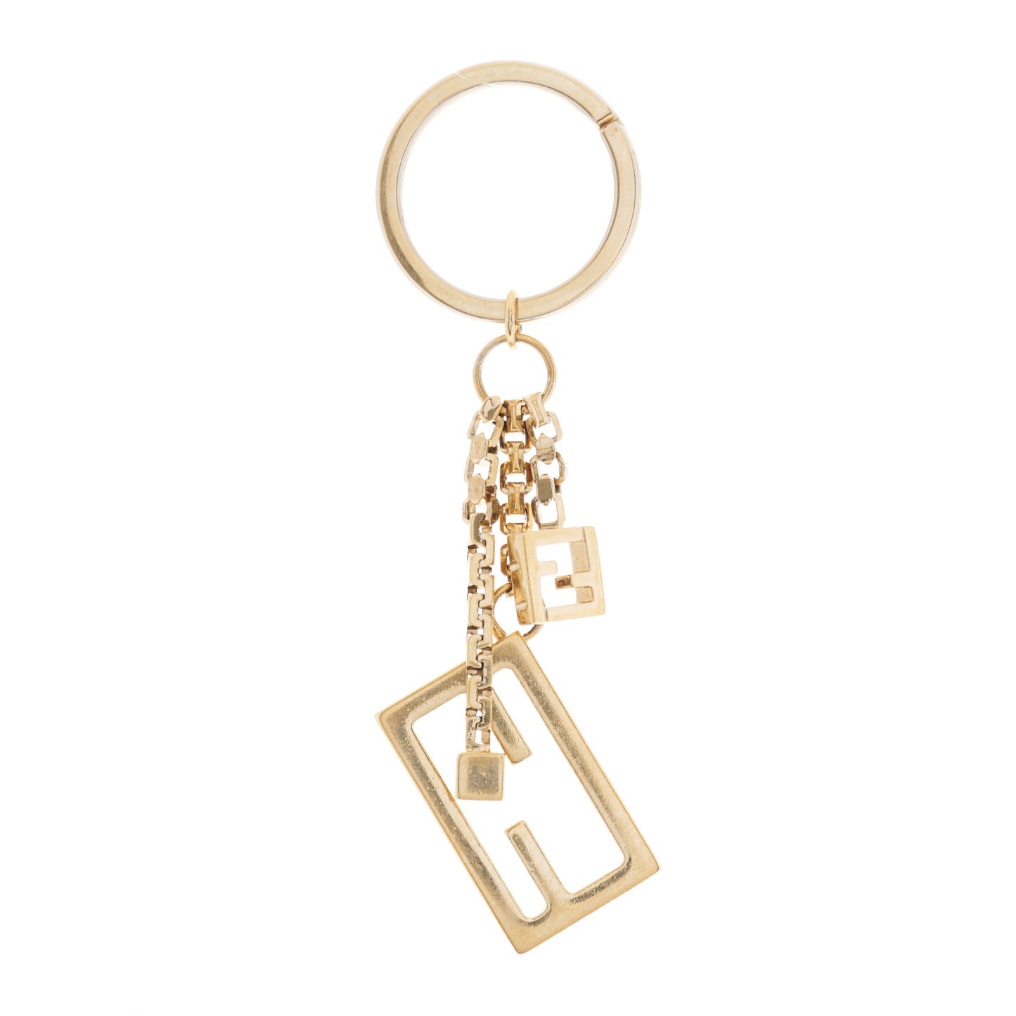 Metal Baguette Key Ring Gold