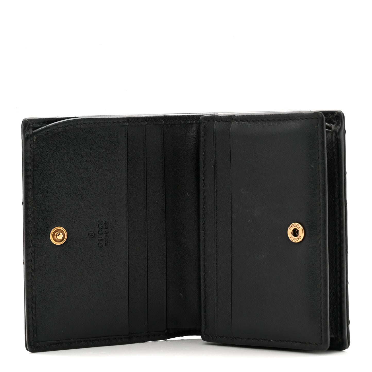 Calfskin Matelasse GG Marmont Card Case Wallet Black