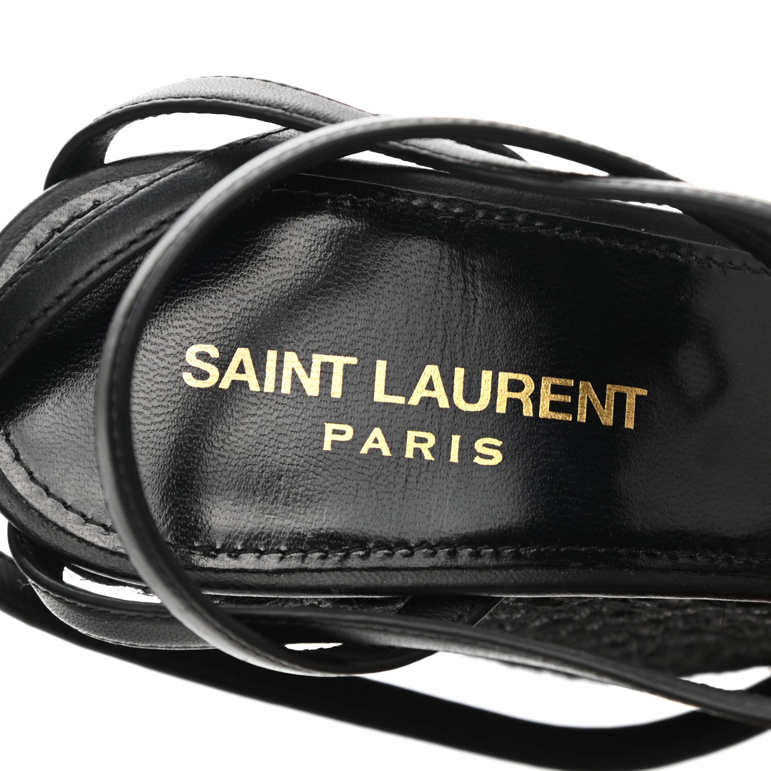 Saint Laurent Calfskin Cassandra Espadrille 105 Wedges 37.5 Black 7 of 9