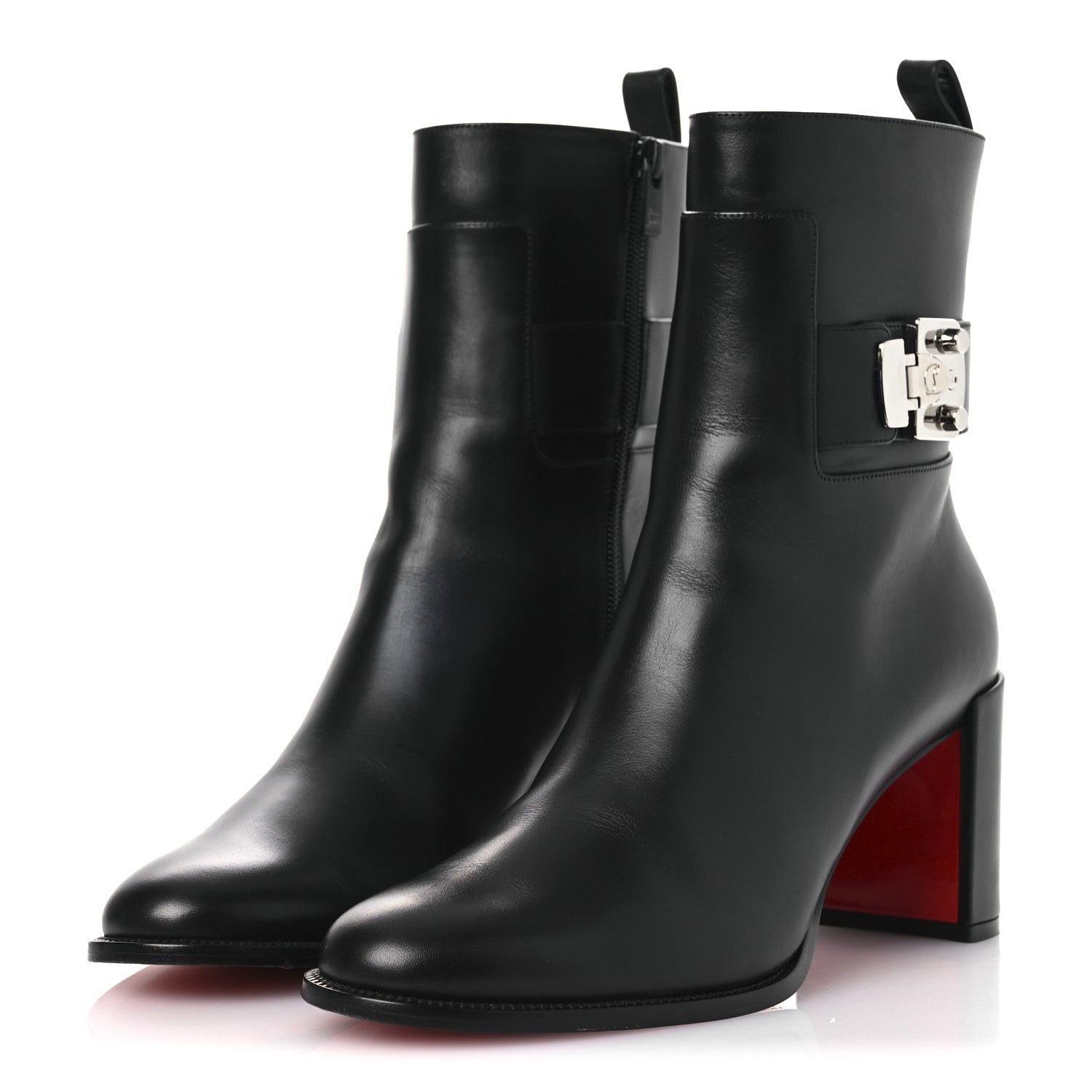 Christian Louboutin Calfskin Lock Booty 70 Ankle Boots 41 Black 4 of 9