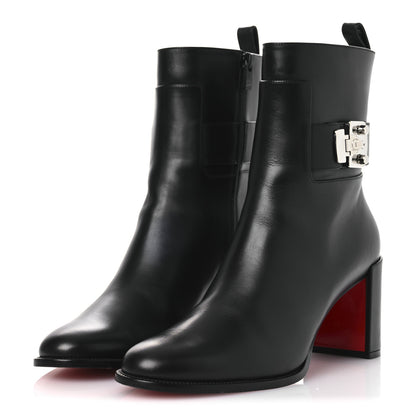 Christian Louboutin Calfskin Lock Booty 70 Ankle Boots 41 Black 4 of 9
