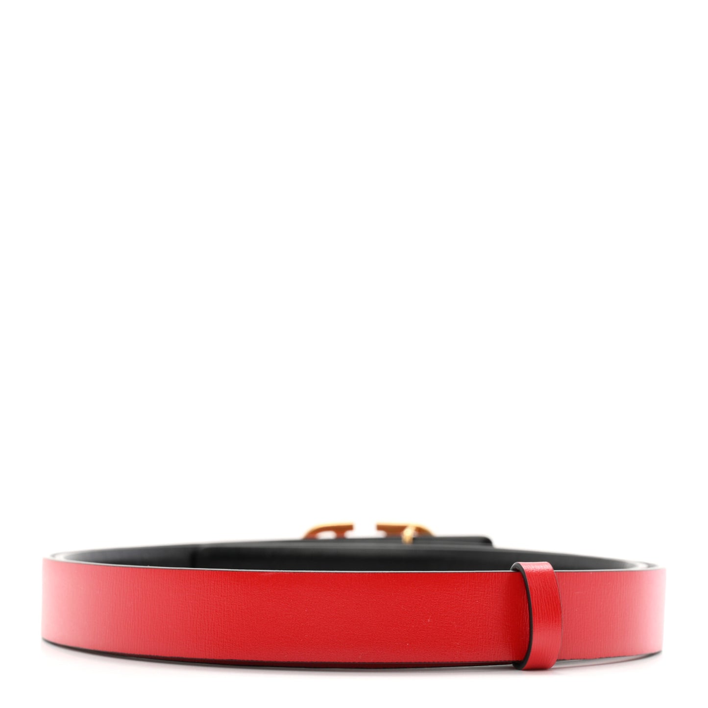 Glossy Calfskin VLogo Reversible 20mm Belt 85 34 Black Rouge Pur