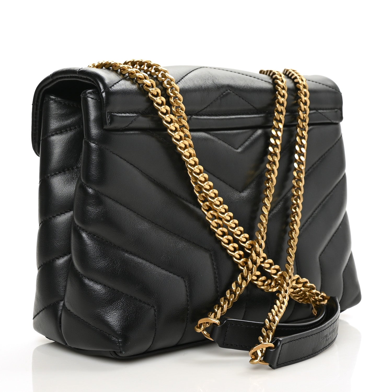 Saint Laurent Calfskin Y Quilted Monogram Small Loulou Chain Satchel Black 3 of 8