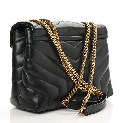 Saint Laurent Calfskin Y Quilted Monogram Small Loulou Chain Satchel Black 3 of 8