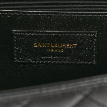 Saint Laurent Grain De Poudre Textured Mixed Matelasse Triquilt Medium Monogram Satchel Black 7 of 11